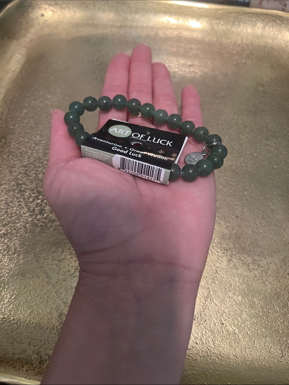 #2041: Unisex’s Art of Luck Aventurine Bead Bracelet/Dark Green - Picture 14 of 15
